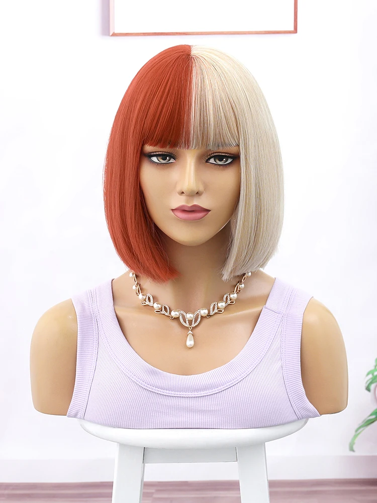 Blonde-Red-Short-Bob-Wig-Synthetic-Wig-For-Women-With-Bangs-Lolita-Cosplay-Party-Natural-Hair-2