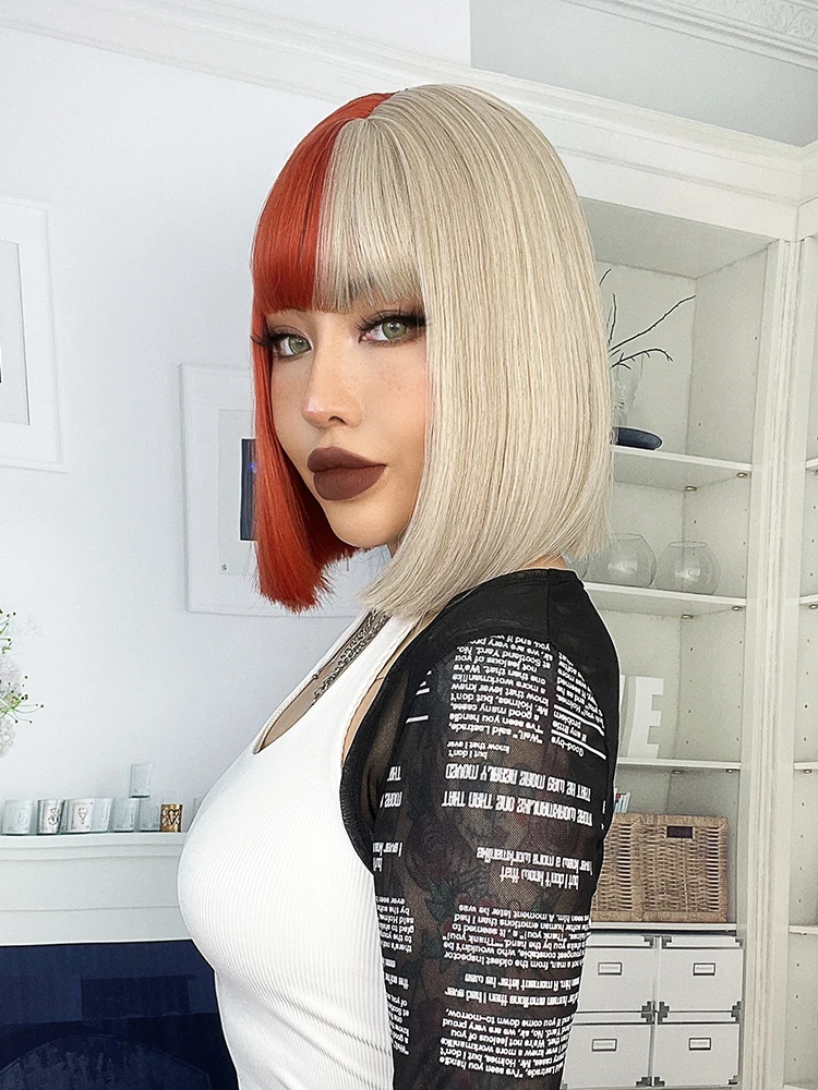 Blonde-Red-Short-Bob-Wig-Synthetic-Wig-For-Women-With-Bangs-Lolita-Cosplay-Party-Natural-Hair-3