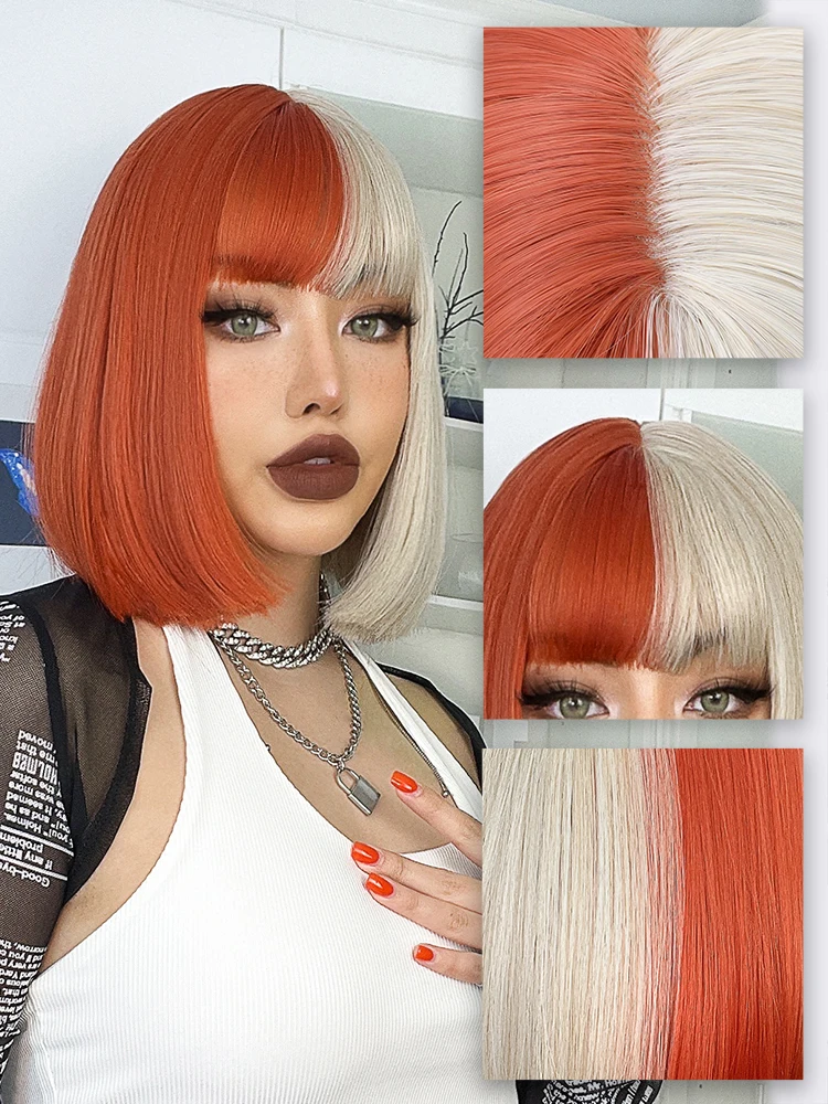 Blonde-Red-Short-Bob-Wig-Synthetic-Wig-For-Women-With-Bangs-Lolita-Cosplay-Party-Natural-Hair-4